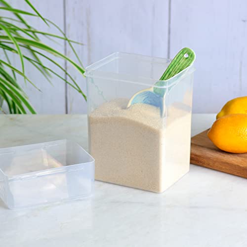 Youngever 2 Pack Plastic Sugar Keeper, Clear Sugar Container, Plastic Food Storage Containers