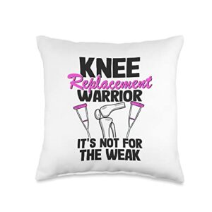 Funny Knee Replacement Surgery Recovery Gifts Surgery Recovery Women Funny Knee Replacement Warrior Throw Pillow, 16x16, Multicolor