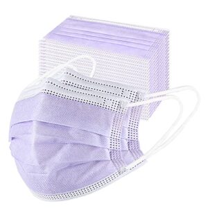 akgk disposable face masks 100pcs, 3 layer protective face mask purple face masks