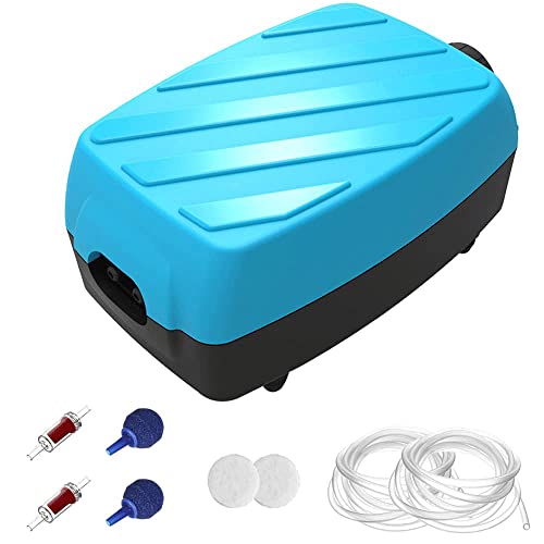 Aquarium Air Pump - Kulife Adjustable Fish Tank Aerator Bubbler Oxygen Pump Bubble Maker Water Aerator Quiet Hydroponic Air Pump Kit 40-120 Gallon