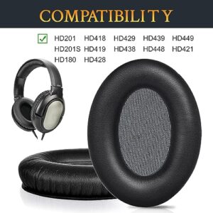 SOULWIT Earpads Cushions Replacement for Sennheiser HD201 HD201S HD180 HD418 HD419 HD421 HD428 HD429 HD438 HD439 HD448 HD449 Headphones, Ear Pads with Softer Protein Leather, Noise Isolation Foam