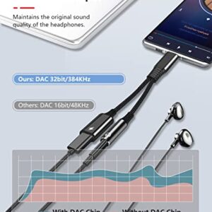 Vcddom Upgraded 2 in 1 USB C to 3.5mm Headphones Adapter with PD Fast Charging Compatible for Pixel 5 4 3 2 XL, Galaxy S22 S22+ S21 S21+ S20 Note20, iPad Pro 2018 and More