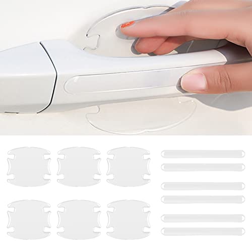 INSAUTO Car Door Handle Scratch Protector 12PCS Transparent Universal Car Door Handle Protector Accessories Clear Door Bowl Paint Protection Film Waterproof Anti-Scratch Stickers Covers