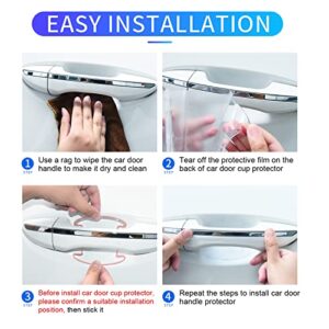 INSAUTO Car Door Handle Scratch Protector 12PCS Transparent Universal Car Door Handle Protector Accessories Clear Door Bowl Paint Protection Film Waterproof Anti-Scratch Stickers Covers