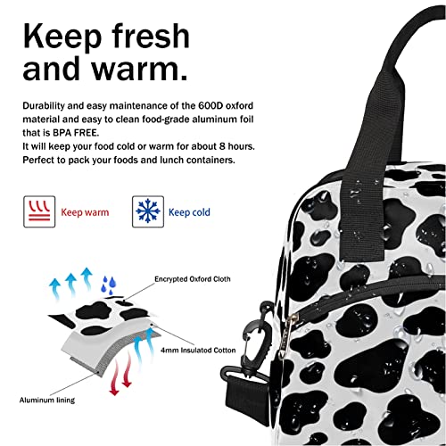 Insulated Lunch Bag Summer Animal Cow Leakproof Waterproof Reusable Meal Lunch Tote Holder Cooler Thermal Handbag with Adjustable Shoulder Strap for Women Men Adults Picnic Travel Hiking Work