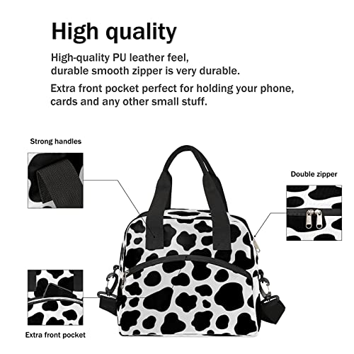 Insulated Lunch Bag Summer Animal Cow Leakproof Waterproof Reusable Meal Lunch Tote Holder Cooler Thermal Handbag with Adjustable Shoulder Strap for Women Men Adults Picnic Travel Hiking Work