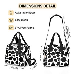 Insulated Lunch Bag Summer Animal Cow Leakproof Waterproof Reusable Meal Lunch Tote Holder Cooler Thermal Handbag with Adjustable Shoulder Strap for Women Men Adults Picnic Travel Hiking Work