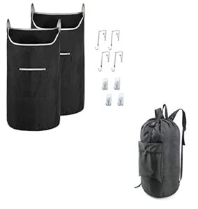 beegreen 2 pack black hanging laundry hamper bag x-large over the door hanging laundry bag with 2 different hook types and laundry bag backpack with adjustable shoulder straps