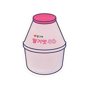 onlyou griptok phone grip holder hand korea simple cute stylish smartphone stand design uyu milk hangule unique matching funny strawberry