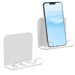 cosmos 2 pcs wall mount phone holder cell phone wall holder smartphone charging stand bedside organizer storage bracket compatible with most phone and mini tablet for home office bedroom living room