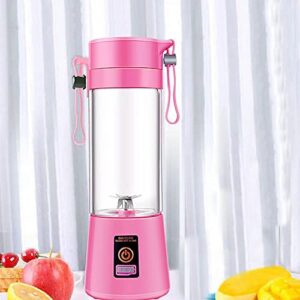 Portable Blender, Smoothie Juicer Cup, Mini Blender for Baby Food Mixing Machine with Updated 6 Blades, Secure Switch Electric Fruit Mixer USB Rechargeable Travel Handheld Fruit Juicer (Pink)
