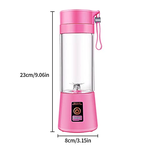 Portable Blender, Smoothie Juicer Cup, Mini Blender for Baby Food Mixing Machine with Updated 6 Blades, Secure Switch Electric Fruit Mixer USB Rechargeable Travel Handheld Fruit Juicer (Pink)