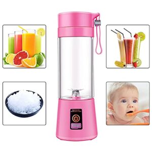 Portable Blender, Smoothie Juicer Cup, Mini Blender for Baby Food Mixing Machine with Updated 6 Blades, Secure Switch Electric Fruit Mixer USB Rechargeable Travel Handheld Fruit Juicer (Pink)