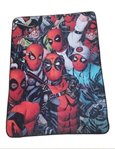 classic imports, inc marvel deadpool faces fleece throw blanket, red, one size