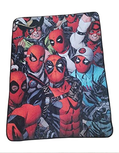 Classic Imports, Inc Marvel Deadpool Faces Fleece Throw Blanket, Red, One Size