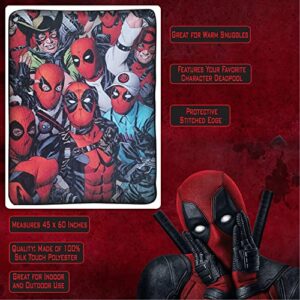 Classic Imports, Inc Marvel Deadpool Faces Fleece Throw Blanket, Red, One Size