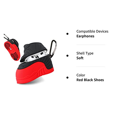 Oqplog for AirPod 3 3rd Generation Case Luxury for Air Pods 3 (2021) Cases Cover Hypebeast Funny Design Fun 3D Cute Trendy Unique Fancy Fashion Soft Silicone for Men Boys Girls Teen (Red Black Shoes)