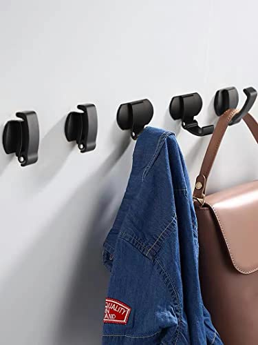 Black Adhesive Hooks Folding Coat Hooks Heavy Duty Hooks Cubicle Hooks Backpack Hooks for Wall Heavy Duty for Hanging Towels Hats Bags (2 pcs)