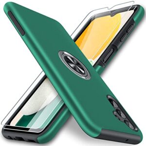 jame for samsung galaxy a13 5g case, galaxy a13 5g case with screen protector[2 pcs], slim fit shockproof protective case with ring kickstand [magnetic car mount feature] for samsung a13 5g- green