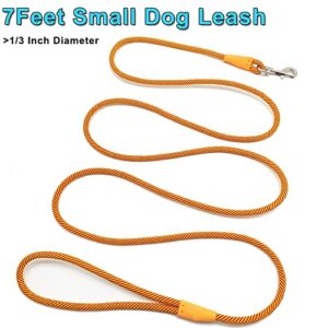 YUCFOREN 7FT Small Dog Leash Lightweight Cat Leash for Little Pets/Puppy/Small Animals/Extra Small Dogs Durable Nylon Walking Training Leash