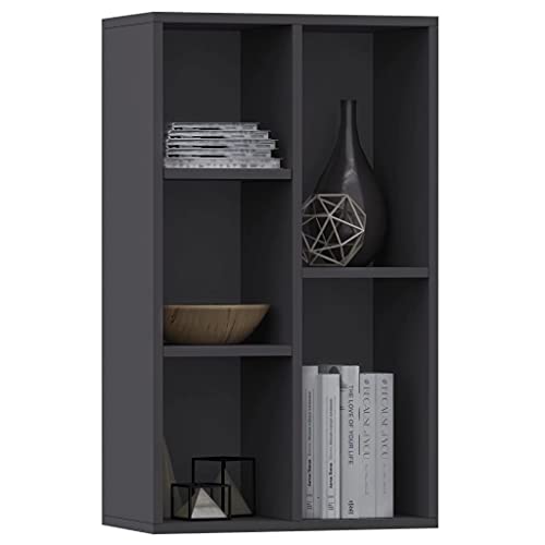 Queen.Y Multifunctional Shelves 3-Tier Double Wide Bookcase Sideboard, 19.7"x9.8"x31.5" Wooden Bookshelf Storage Shelves Display Rack TV Cabinet for Home Office, Grey