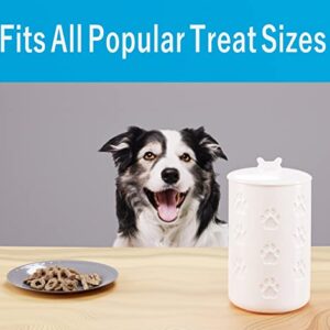 Dog Treat Container Airtight - 5" Round x 9" Tall Ceramic Dog Treat Jar with Lid - White Dog Treat Canister - Large Dog Cookie Jar for Dogs - Pet Treat Container Airtight - Dog Treat Jars for Pets