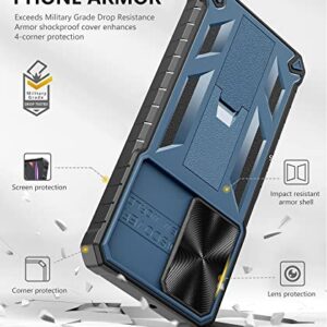 Case for Samsung Galaxy A32 5G: Military-Grade Drop Proof Protection Rugged Protective Shockproof TPU Textured Bumper Armor Design A32 5G Phone Cover with Built in Kickstand & Slide (Blue)