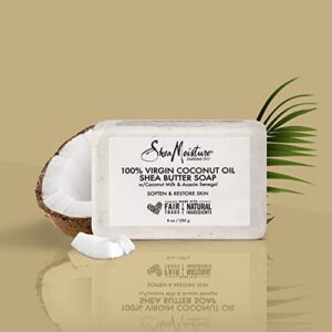 SheaMoisture Shea Butter Soap for All Skin Types 100 percent Virgin Coconut Oil Cruelty Free Skin Care 8 oz 4 Count