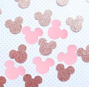 chcn 100 pcs minnie mouse confetti,pink rose gold minnie mouse confetti, paper confetti sprinkles table scatters,first birthday,minnie mouse party decor,for minnie baby shower birthday party decor