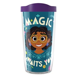 tervis made in usa double walled disney - encanto insulated plastic tumbler cup keeps drinks cold & hot, 16oz, clear