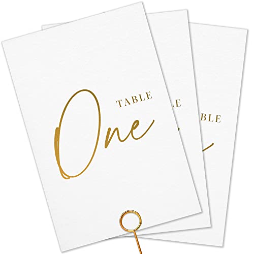 Twistionery Wedding Table Numbers - Gold Table Numbers for Wedding Reception - Table Number Cards - Table Wedding Number Cards - Table Numbers 1-30