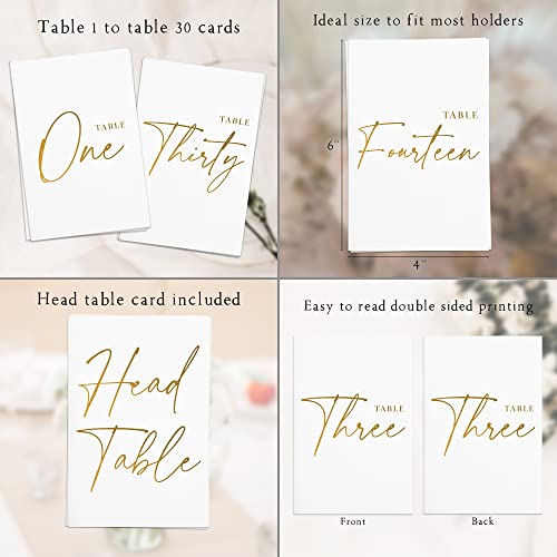 Twistionery Wedding Table Numbers - Gold Table Numbers for Wedding Reception - Table Number Cards - Table Wedding Number Cards - Table Numbers 1-30