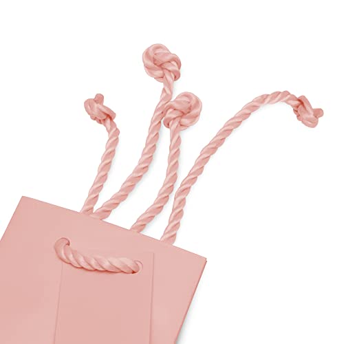 Pink Gift Bags - 12 Pack Mini Gift Bags with Handles, Extra Small Blush Paper Gift Wrap Totes for Bridal & Bachelorette Party Favors, Wedding Gifts, Girls Birthday Goodie Treat Bags, Bulk - 4x2.75x4.5