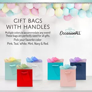 Pink Gift Bags - 12 Pack Mini Gift Bags with Handles, Extra Small Blush Paper Gift Wrap Totes for Bridal & Bachelorette Party Favors, Wedding Gifts, Girls Birthday Goodie Treat Bags, Bulk - 4x2.75x4.5