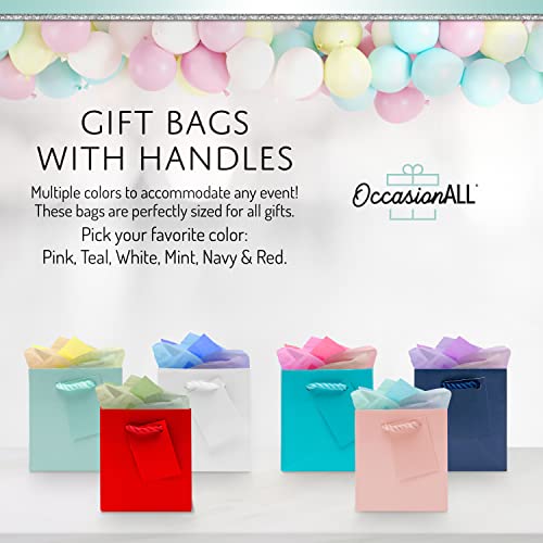 Pink Gift Bags - 12 Pack Mini Gift Bags with Handles, Extra Small Blush Paper Gift Wrap Totes for Bridal & Bachelorette Party Favors, Wedding Gifts, Girls Birthday Goodie Treat Bags, Bulk - 4x2.75x4.5