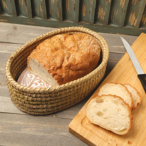 Better World Bio Bread Basket with Terracotta Warmer, Bread Basket, Bread Basket for Serving, Sized 12.5" w x 8.5" d x 3.5" h