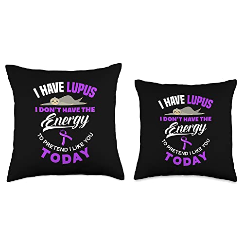 Lupus SLE Awareness Month Apparel & Gifts Dont Have Energy Sloth Funny Lupus Warrior Throw Pillow, 16x16, Multicolor