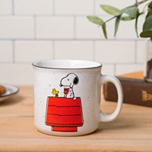 Silver Buffalo Peanuts Snoopy and Woodstock Get Cozy Ceramic Camper Mug, 20 Ounces