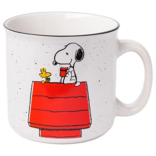 Silver Buffalo Peanuts Snoopy and Woodstock Get Cozy Ceramic Camper Mug, 20 Ounces