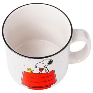 Silver Buffalo Peanuts Snoopy and Woodstock Get Cozy Ceramic Camper Mug, 20 Ounces