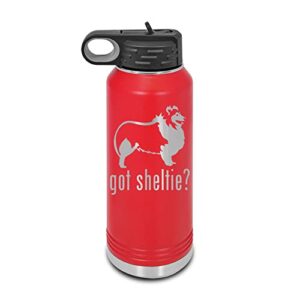 mister petlife got sheltie laser engraved water bottle customizable polar camel stainless steel many colors sizes with straw - profile - 32 oz - red