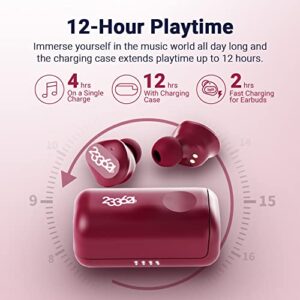 233621 Droplet True Wireless Bluetooth Earbuds, IPX5 Waterproof, CVC 6.0 Call Noise Cancelling, Touch Control, Stereo Sound, Lightweight Earphones for Home, Office and Gym (Wine Red)