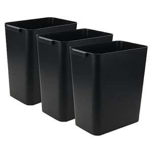 Qskely 3-Pack 4.5 Gallon Plastic Trash Can Wastebasket, Office Garbage Can, Black