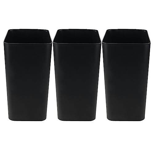 Qskely 3-Pack 4.5 Gallon Plastic Trash Can Wastebasket, Office Garbage Can, Black