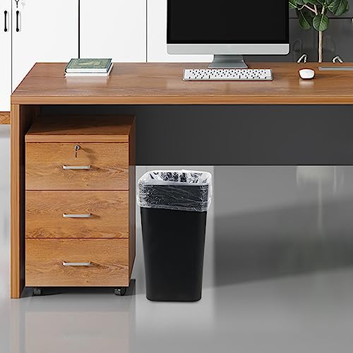 Qskely 3-Pack 4.5 Gallon Plastic Trash Can Wastebasket, Office Garbage Can, Black