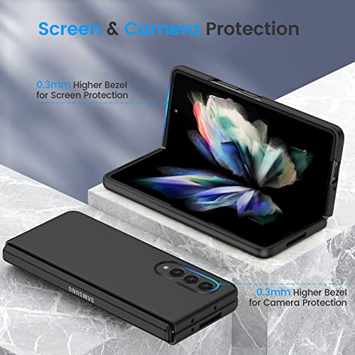 Ruky for Galaxy Z Fold 3 Full Body Case, Built-in Screen Protector, Hard PC Ultra-Thin Anti-Scratches Shockproof Protective Phone Case for Samsung Galaxy Z Fold 3 - Black