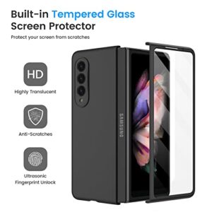 Ruky for Galaxy Z Fold 3 Full Body Case, Built-in Screen Protector, Hard PC Ultra-Thin Anti-Scratches Shockproof Protective Phone Case for Samsung Galaxy Z Fold 3 - Black