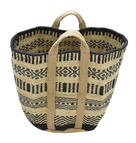 Instylecraft Large Jute Basket with Handles - Baskets for Blankets, Storage Bins for Shoes, Laundry, and More - Decorative Baskets for Bedroom Living Room Home Decor and Toy Baskets for Kids Rooms