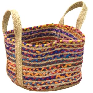 instylecraft jute basket with handles - baskets for blankets, storage bins for shoes, laundry, and more - decorative baskets for bedroom living room home decor and toy baskets for kids rooms