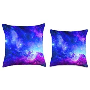 marabonsDesignsWithGalaxy Galaxy Nebula Space Universe Stars Cosmos Purple Blue Throw Pillow, 18x18, Multicolor